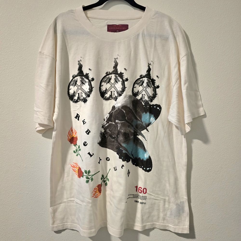 Civil Regime S.I.N Casted Out Butterfly Floral Graphic‎ Tee Tshirt Size Large
